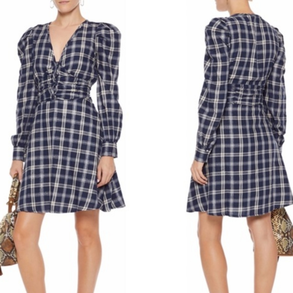 NWT Walter Baker Navy Silver Plaid Dress XS